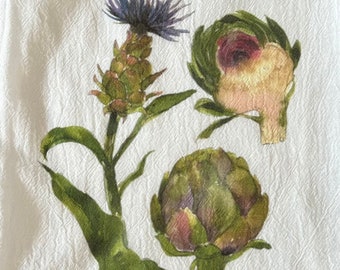 Watercolor "Artichoke" Flour Cloth Dishtowel