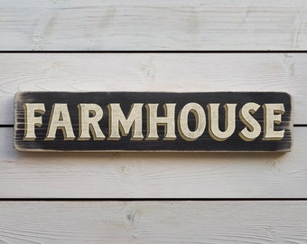 FARMHOUSE Vintage Style Wooden Sign. Handmade Retro Home Gift