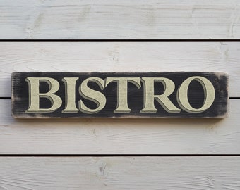 BISTRO Vintage Style Wooden Sign. Handmade Retro Home Gift