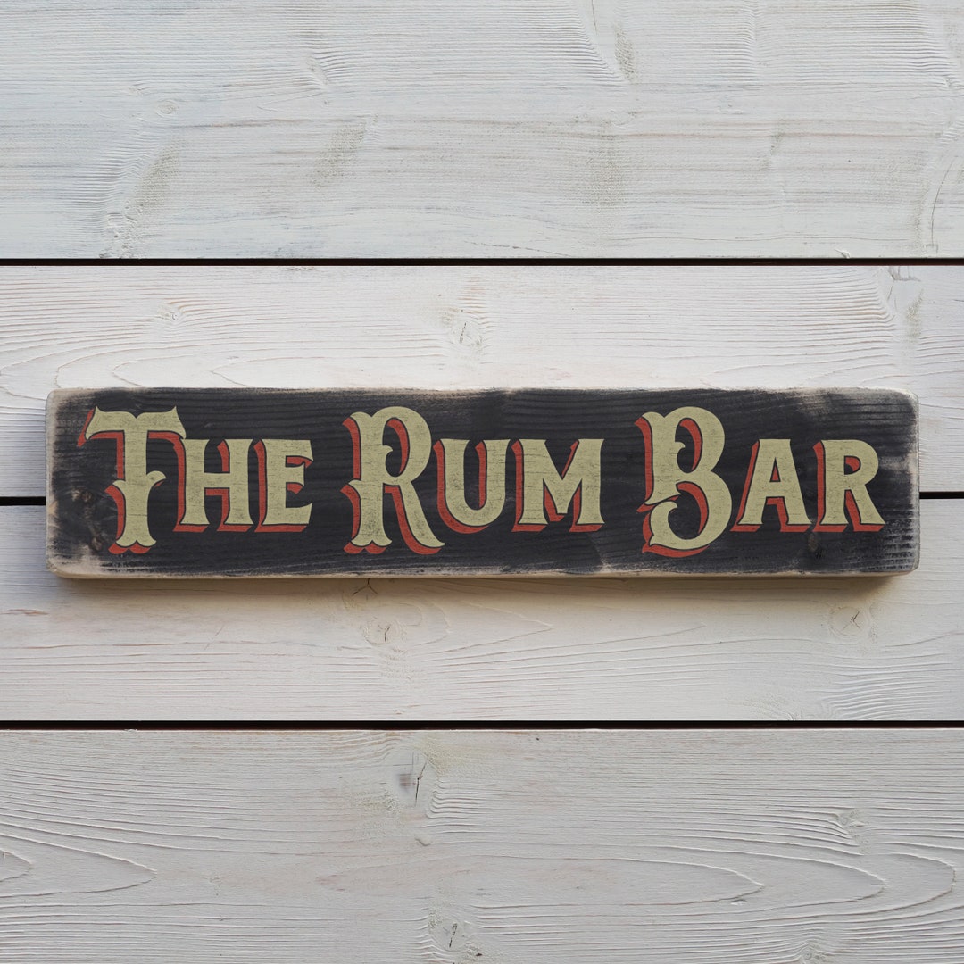 Two Rams Pub Sign THE RUM BAR - Vintage Style Wooden Sign. Handmade Retro Home Gift - Etsy UK