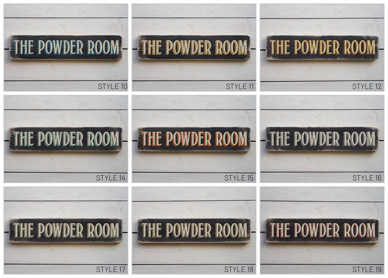 THE POWDER ROOM - Vintage Style Wooden Sign. Handmade Retro Home Gift ...