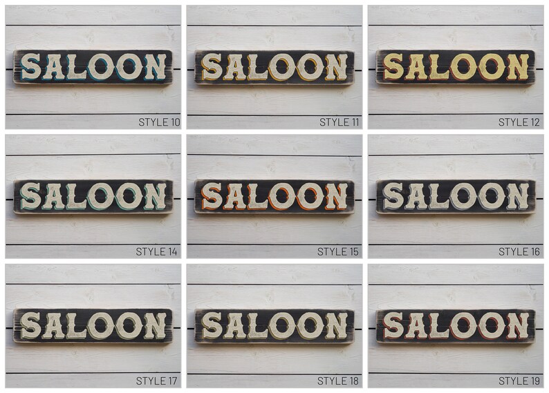 SALOON Vintage Style Wooden Sign. Handmade Retro Home Gift image 3