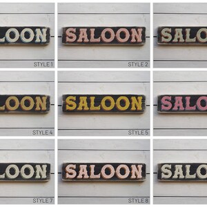 SALOON Vintage Style Wooden Sign. Handmade Retro Home Gift image 2