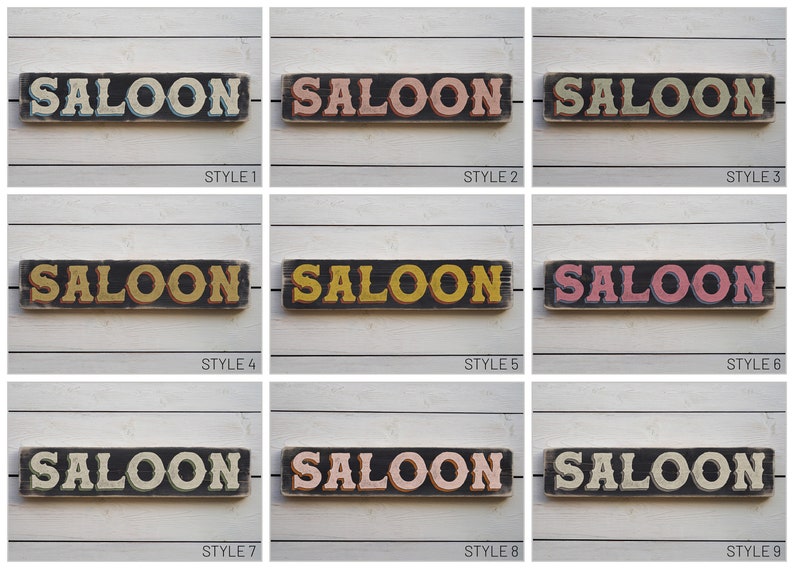 SALOON Vintage Style Wooden Sign. Handmade Retro Home Gift image 2