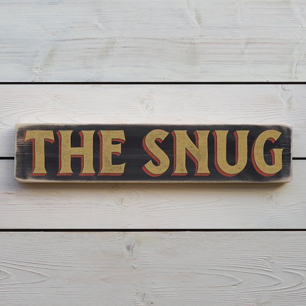 THE SNUG Vintage Style Wooden Sign. Handmade Retro Home Gift