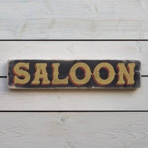 SALOON Vintage Style Wooden Sign. Handmade Retro Home Gift image 1