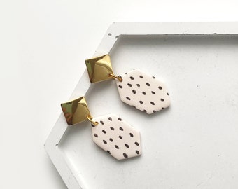 polka dot earrings | minimalist polymer clay jewelry | unique handmade gift for her | ALLIE in spotted