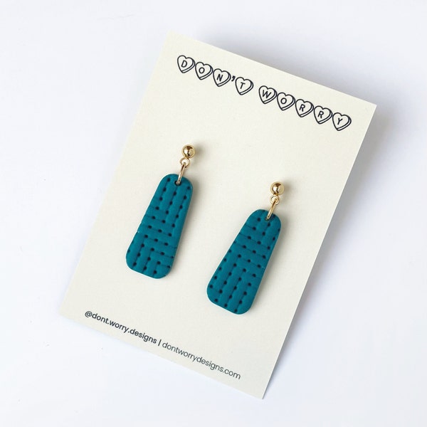 handmade polymer clay earrings | unique minimalist jewelry for fall | RILEY in teal