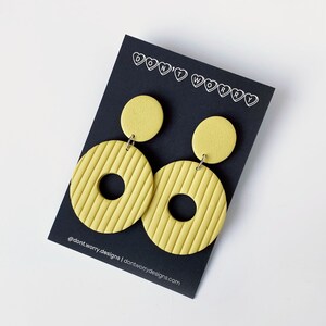 polymer clay statement earrings | handmade polymer clay jewelry | fall collection | LOLA in yellow flax