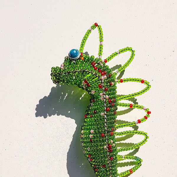 Beaded Seahorse wire ornament garden / home sculpture / Zimbabwean Art made in Scotland