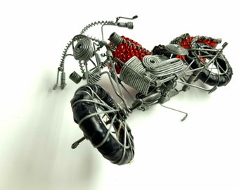 Motor Bike, Beaded wire sculpture / Zimbabwean Art made in Scotland