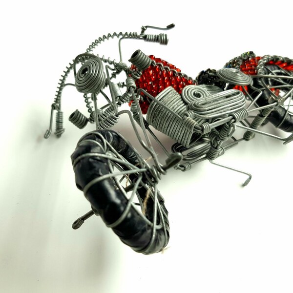Motor Bike, Beaded wire sculpture / Zimbabwean Art made in Scotland