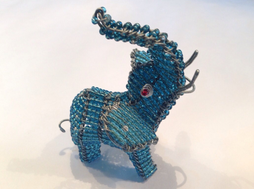 Beaded Elephant Beaded Wire Animal Sculpture / Zimbabwean Art Etsy