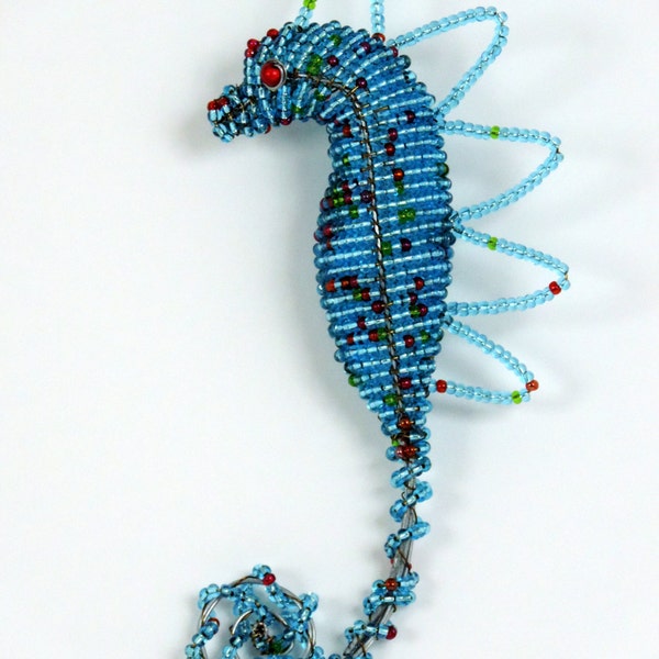 Beaded Seahorse Wall Decoration / Sculpture - African Zimbabwean Art made in Scotland