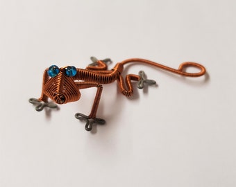 Kupfer Gecko Draht ReptilIenskulptur / Simbabwe Kunst made in Scotland