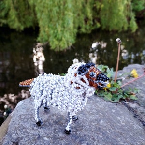 Beaded Sheep animal sculpture / Zimbabwean Art made in Scotland