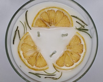 Lemon & Rosemary Scented Candle ~ Decorative Candle