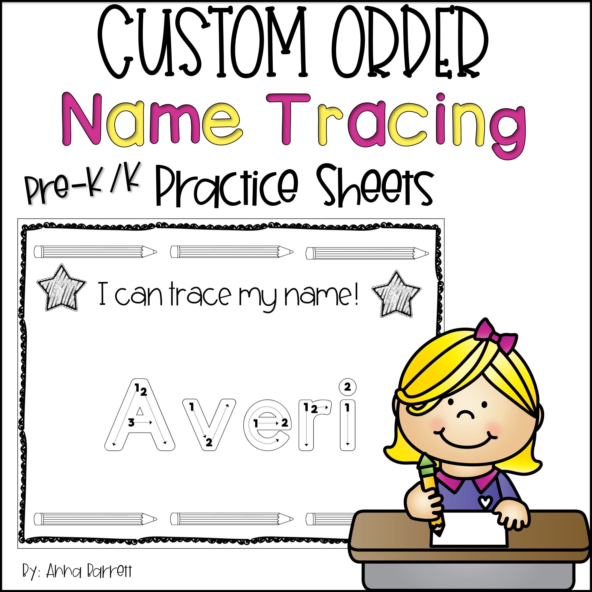 name tracing worksheets etsy