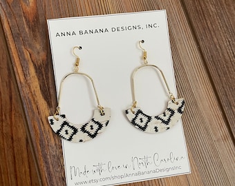 Boho Dangle Earrings, Rustic Earrings, Black and White Earrings, Boho Earrings, Country Earrings, Country Earrings Dangle, Teacher Earrings