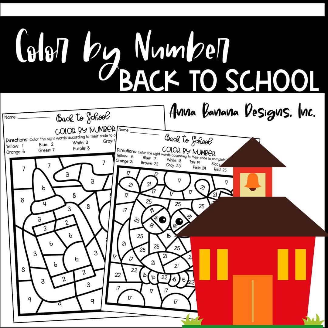 Back to School Color by Number - Etsy
