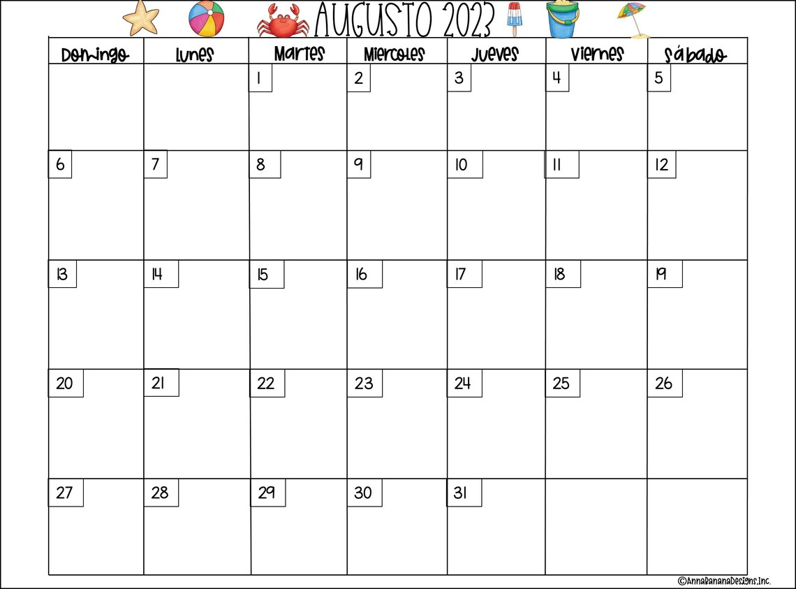 Spanish Calendar, Editable Calendar, Digital Calendar, Editable Spanish ...