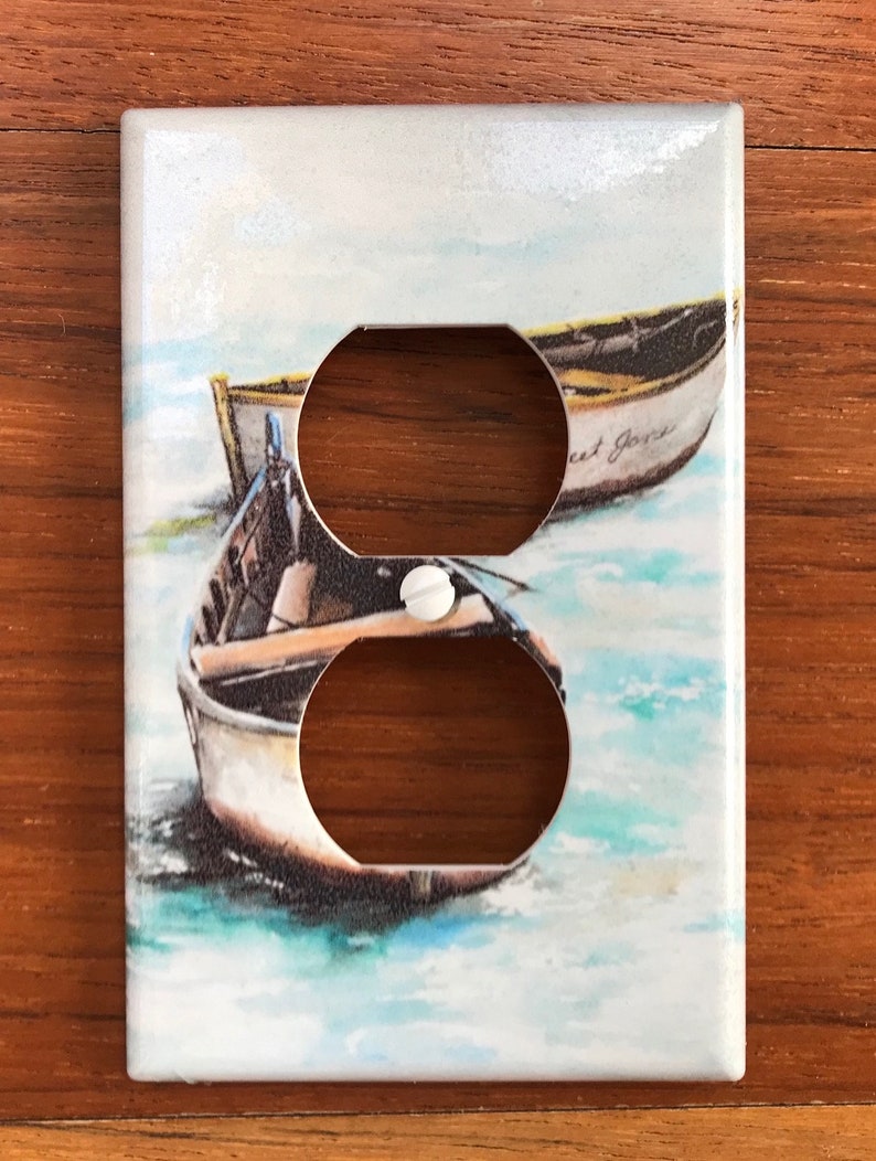 Nautical boat light switch plate cover // rustic boat Etsy