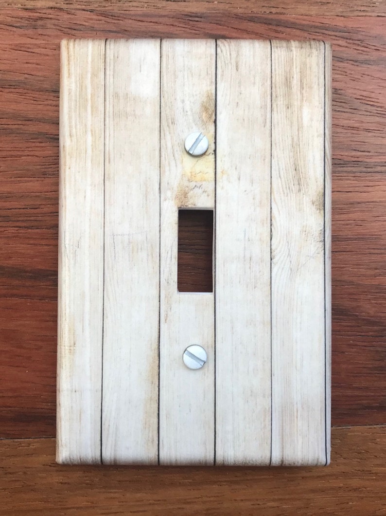 Rustic wood light switch plate cover // beige light brown Etsy