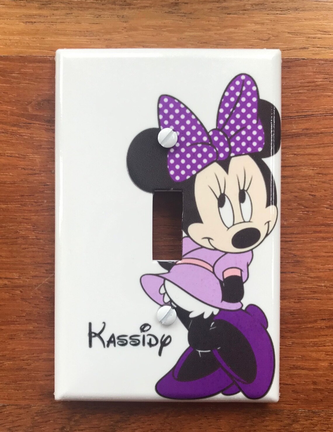 Minnie Mouse purple bow light switch cover // Personalized // Etsy