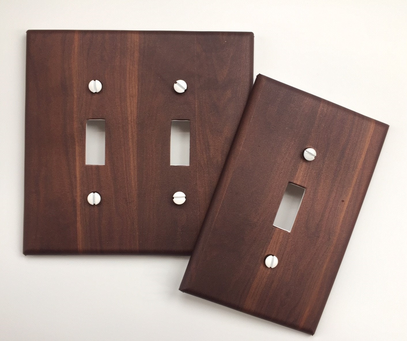 Walnut Wood light switch plate cover // dark brown faux image Etsy