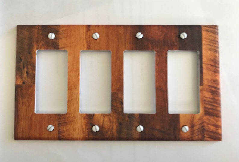 Rustic wood light Switch Plate Cover // brown faux image 64 Etsy