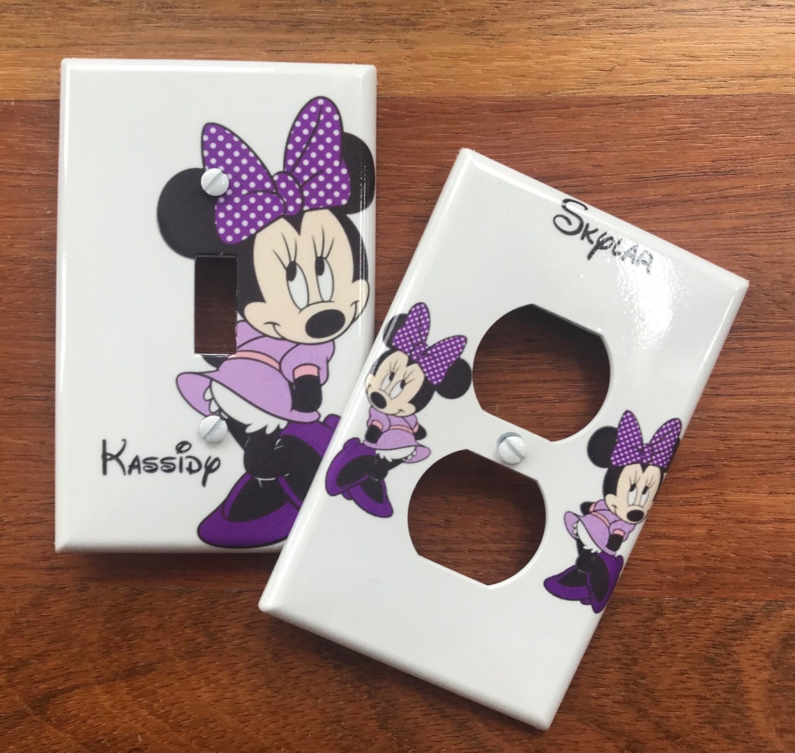 Minnie Mouse purple bow light switch cover // Personalized // Etsy