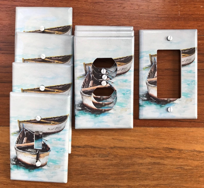 Nautical boat light switch plate cover // rustic boat Etsy