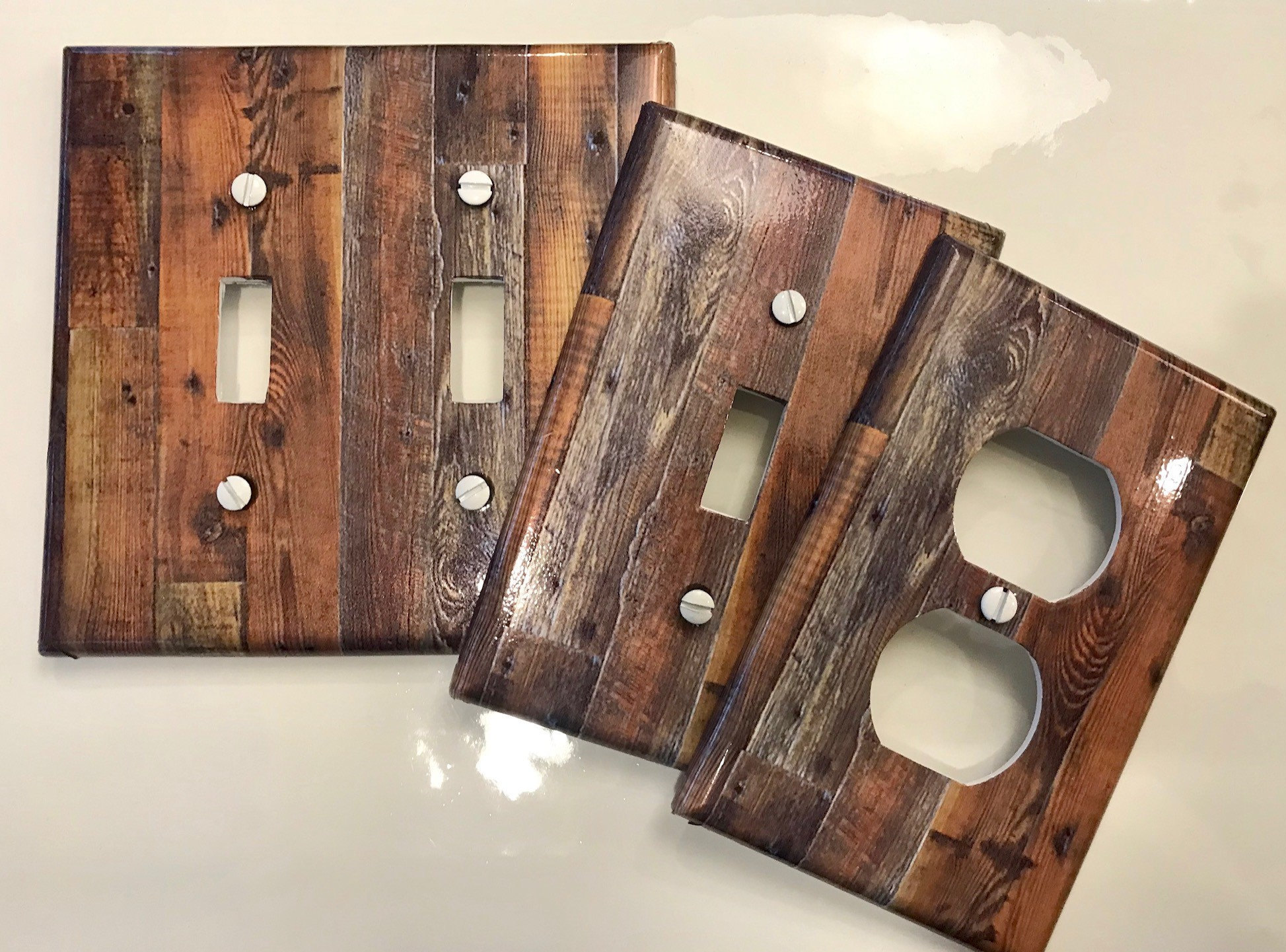 Rustic Wood Light Switch Plate Cover // brown planks faux Etsy