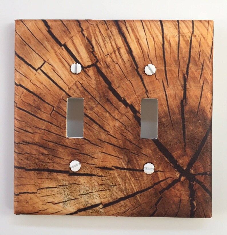 Rustic Wood Light Switch Plate Cover // Brown Log Slice Faux Etsy