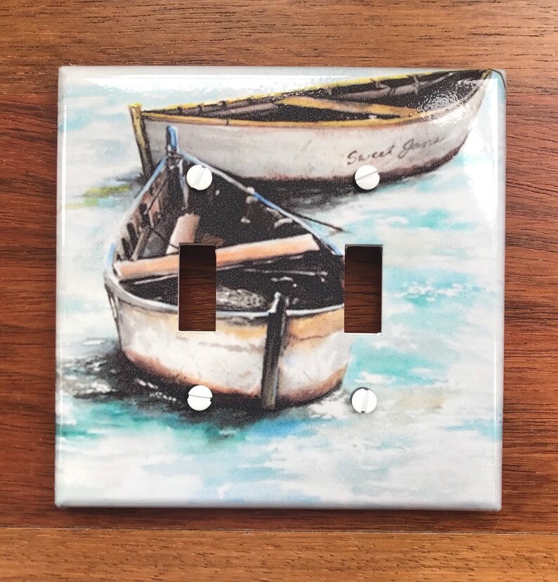 Nautical boat light switch plate cover // rustic boat Etsy