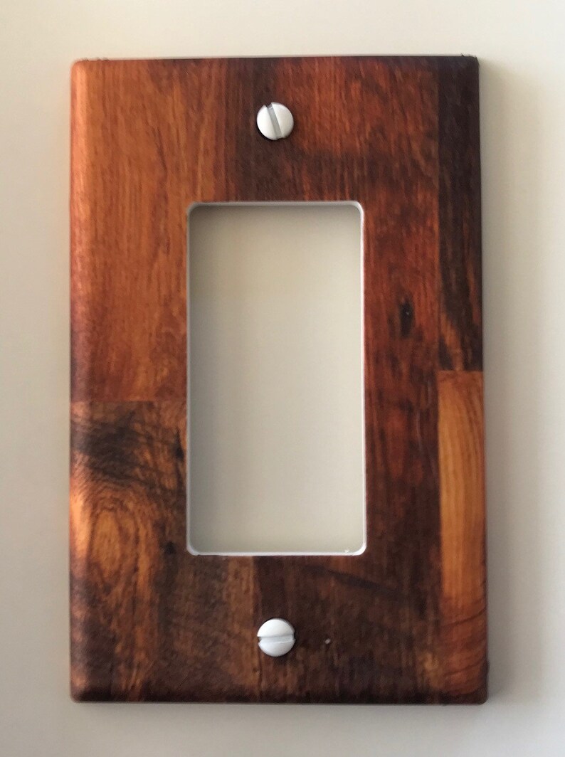 Rustic wood light Switch Plate Cover // brown faux image 64 Etsy