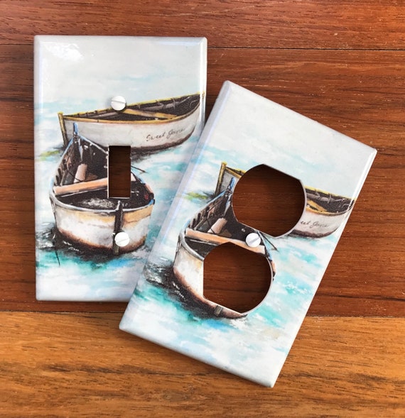 Nautical boat light switch plate cover // rustic boat Etsy