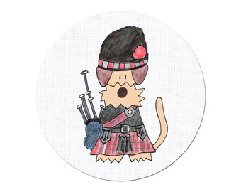 Pinback button badge Bagpiper Scotland Scottish Scots Bagpipes Airedale Welsh Terrier Funny Fox Terrier - 38 mm / 1 1/2 inches Hallo Molly