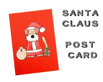 Post Card Christmas Santa Claus Father Christmas Nikolaus St Nick Funny Cute Dog Airedale Terrier Welsh - 10 x 15 cm by Hallo Molly