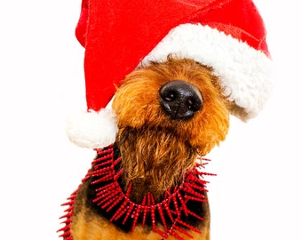 Weihnachten Hund Airedale Terrier Weihnachtsmann Welsh Irish Lakelend Fox Terrier Grußkarte Karte Weihnachtskarte