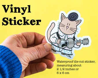 Waterproof Vinyl Sticker Elvis Presley Cat - Funny Sticker Cartoon