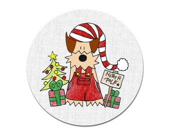 Weihnachten Weihnachtself Button Magnet Flaschenöffner Taschenspiegel Aufkleber Sticker Geschenk Adventskalender Füllung