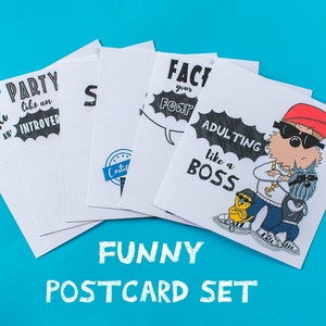 Ensemble de cartes postales Funny Statement avec six cartes - Papier cartonné de haute qualité - Cartes de dessins animés
