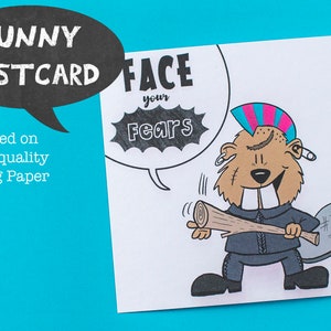 Affrontez vos peurs! Drôle de déclaration de motivation Carte postale - Papier cartonné de haute qualité - Carte de dessin animé