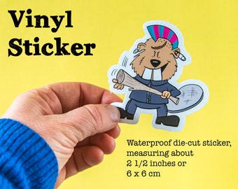 Waterproof Vinyl Sticker Belligerent Beaver - Funny Sticker Cartoon