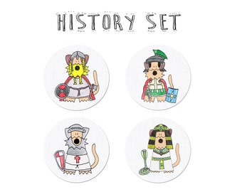 History pinback button fridge magnet Geek Nerd Historical Roman Viking Pharaoh Knight Funny Airedale Terrier Welsh Irish set Gift Idea Buff