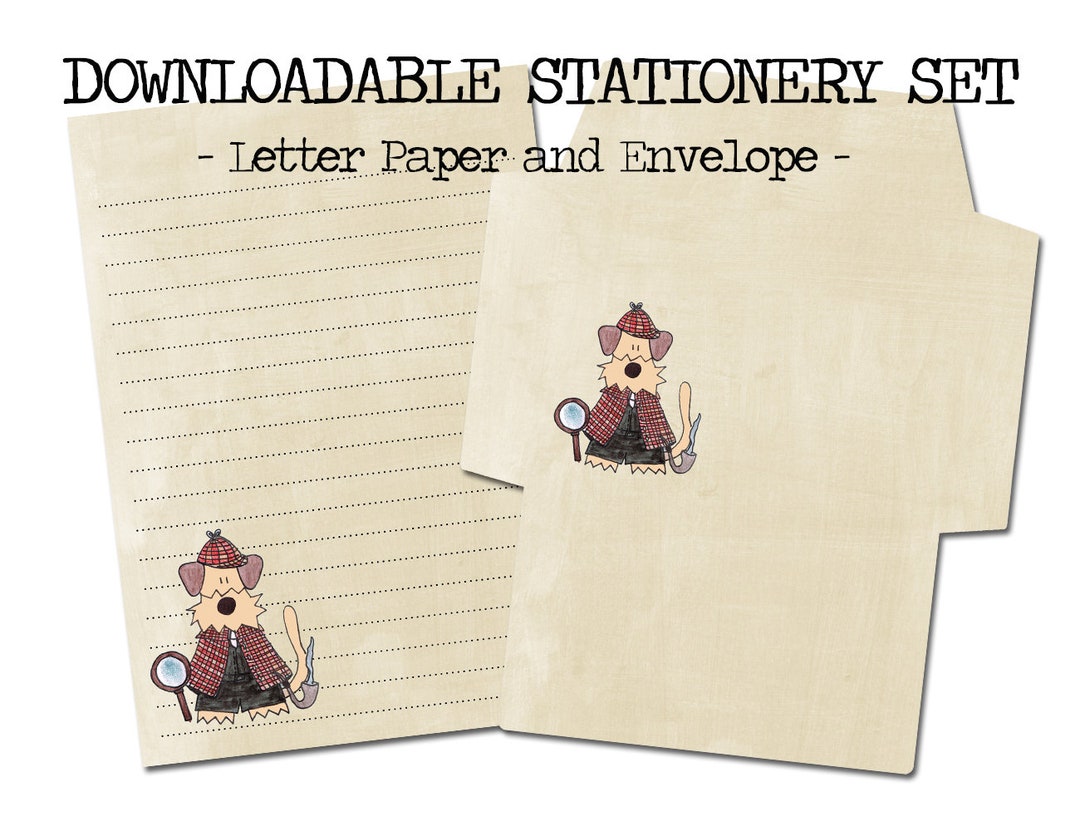 Sherlock Holmes Printable Pdf Stationery England Cute Kawaii Envelope ...