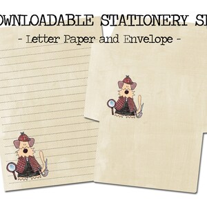 Sherlock Holmes imprimible pdf Papelería - Inglaterra Lindo Kawaii Sobre Carta Papel Descargar Perro Airedale Terrier Divertido Snail Mail