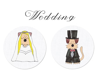 Hochzeit Bräutigam Airedale Terrier Irish Welsh Terrier Button Magnet Taschenspiegel Aufkleber Sticker