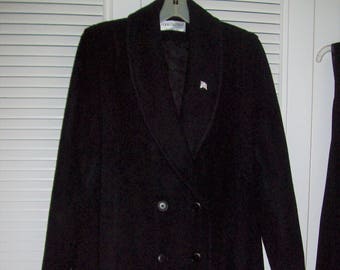 Coat 10, Wool Forecaster Maxi Long Tuxedo Style Black Double-Breasted Coat, Vintage Wonderful All Wool Coat, - see details